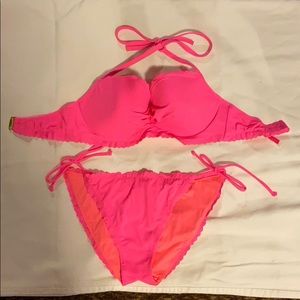 victoria’s secret bathing suit pink top & bottoms